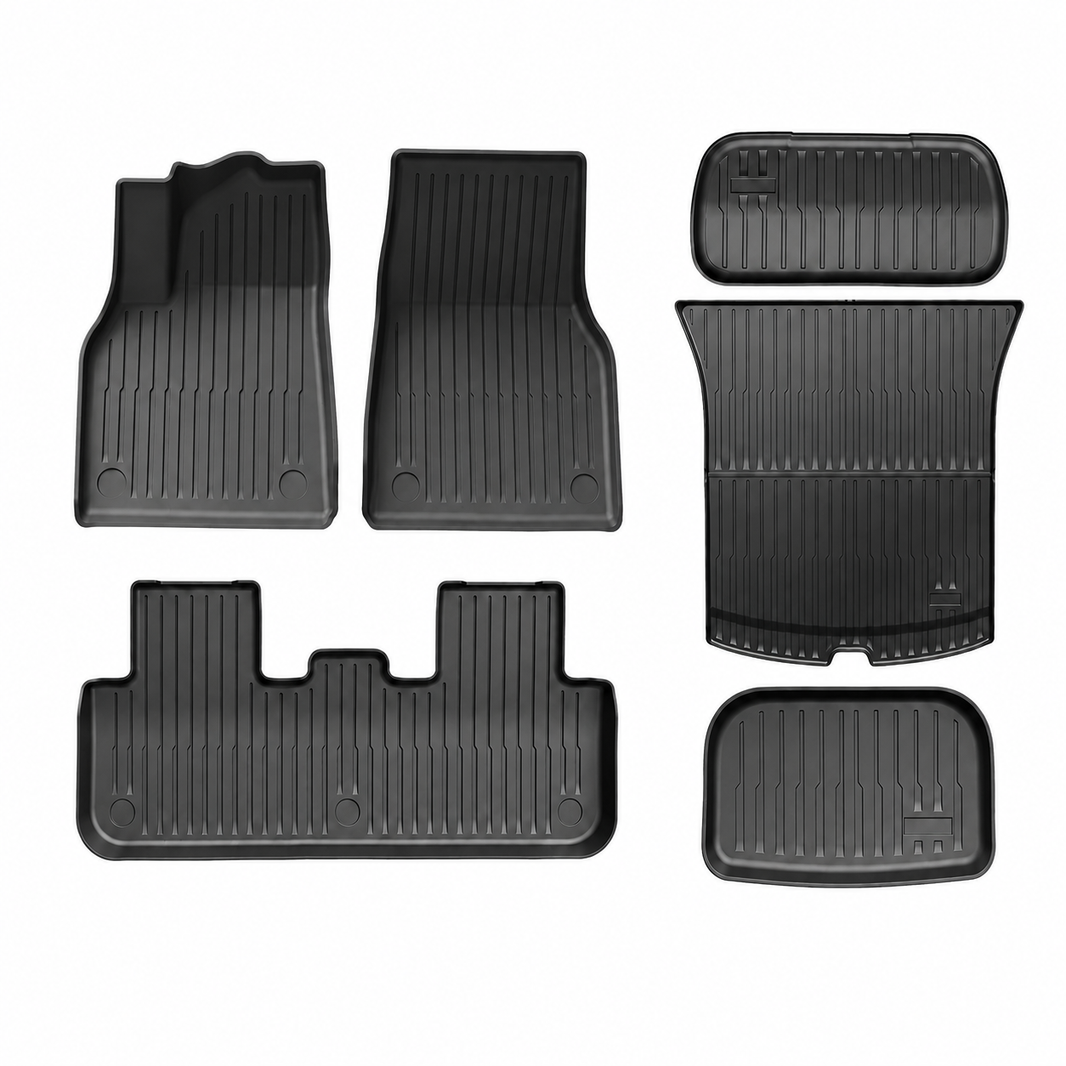 TPE 6-Piece Set Floor Mats & Cargo Liners for Tesla Model Y/ 3/ Model Y Juniper/Model 3 Highland– All-Weather Protection