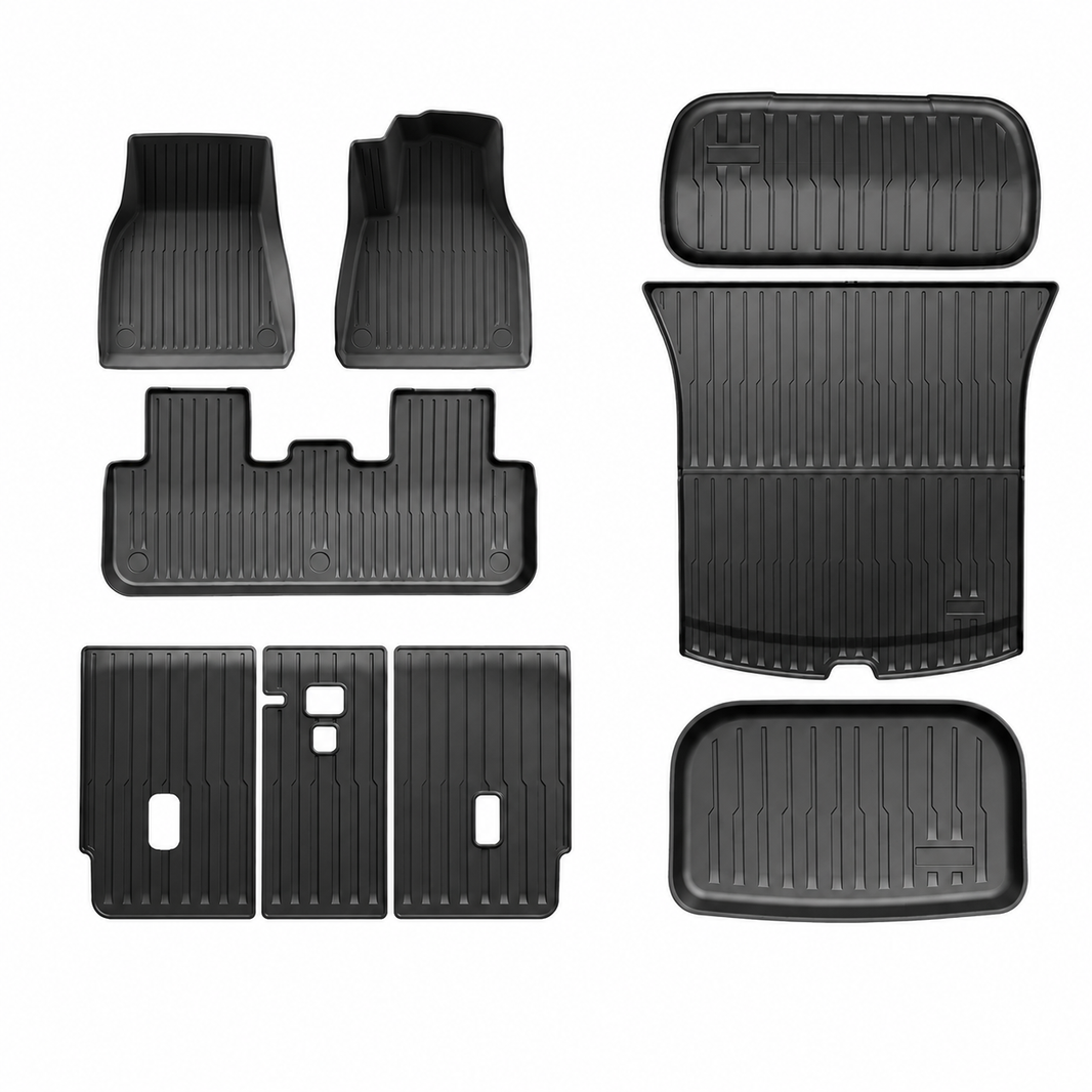 TPE 9-Piece Set Floor Mats & Cargo Liners for Tesla Model Y/ 3/ Model Y Juniper/Model 3 Highland– All-Weather Protection
