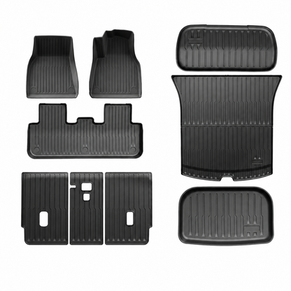 TPE 9-Piece Set Floor Mats & Cargo Liners for Tesla Model Y/ 3/ Model Y Juniper/Model 3 Highland– All-Weather Protection