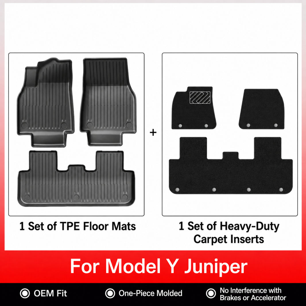 3D Molded TPE Floor Mats & Cargo Liners for Tesla Model Y/ 3/ Model Y Juniper/Model 3 Highland– All-Weather Protection