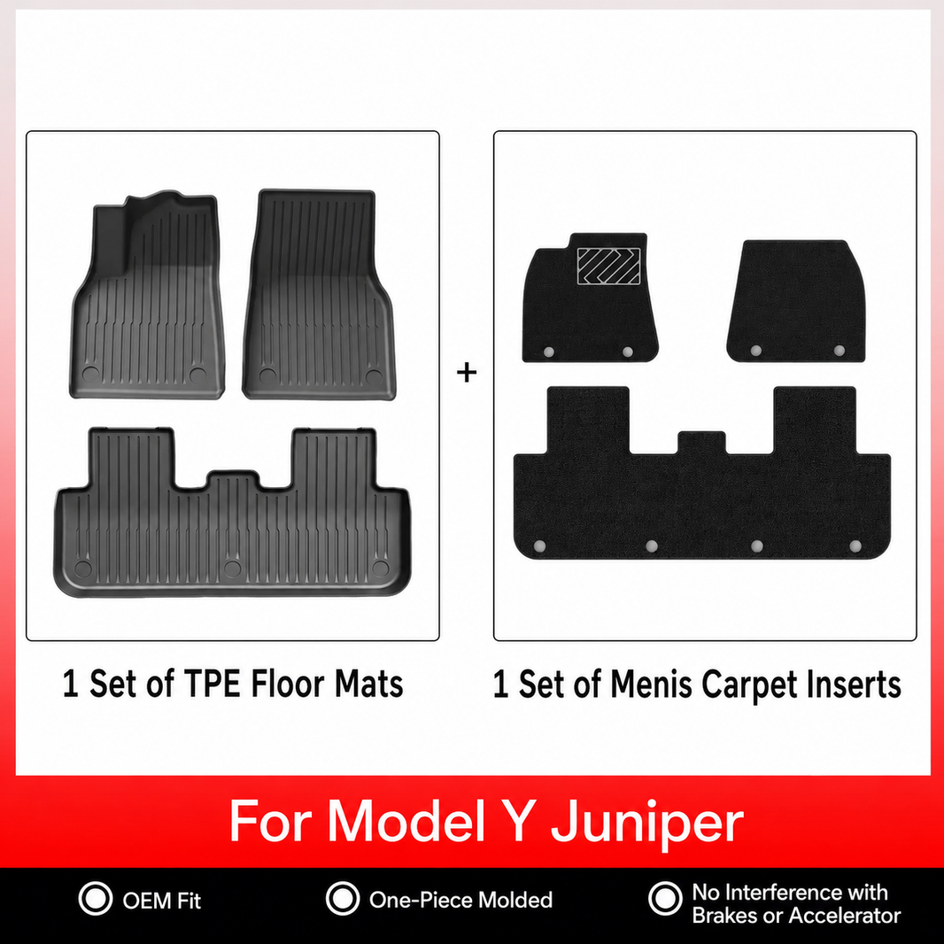 3D Molded TPE Floor Mats & Cargo Liners for Tesla Model Y/ 3/ Model Y Juniper/Model 3 Highland– All-Weather Protection