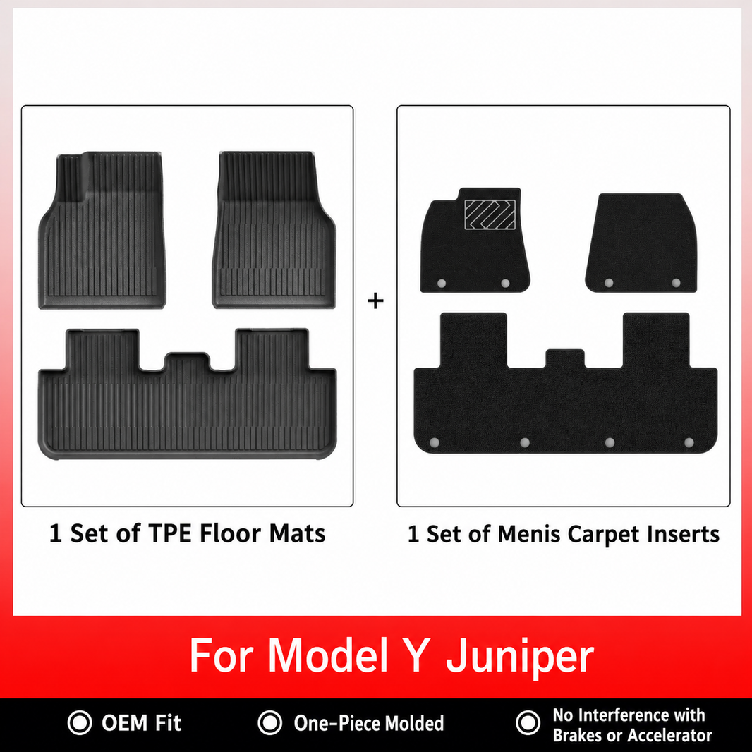 3D Molded TPE Floor Mats & Cargo Liners for Tesla Model Y/ 3/ Model Y Juniper/Model 3 Highland– All-Weather Protection