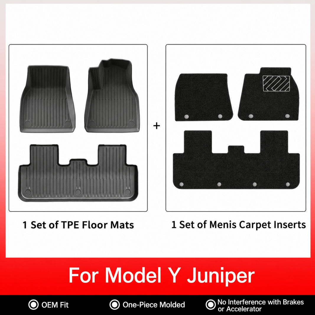 3D Molded TPE Floor Mats & Cargo Liners for Tesla Model Y/ 3/ Model Y Juniper/Model 3 Highland– All-Weather Protection