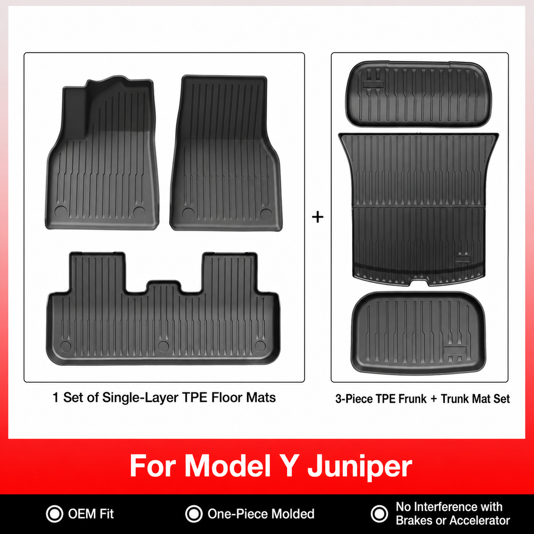 3D Molded TPE Floor Mats & Cargo Liners for Tesla Model Y/ 3/ Model Y Juniper/Model 3 Highland– All-Weather Protection