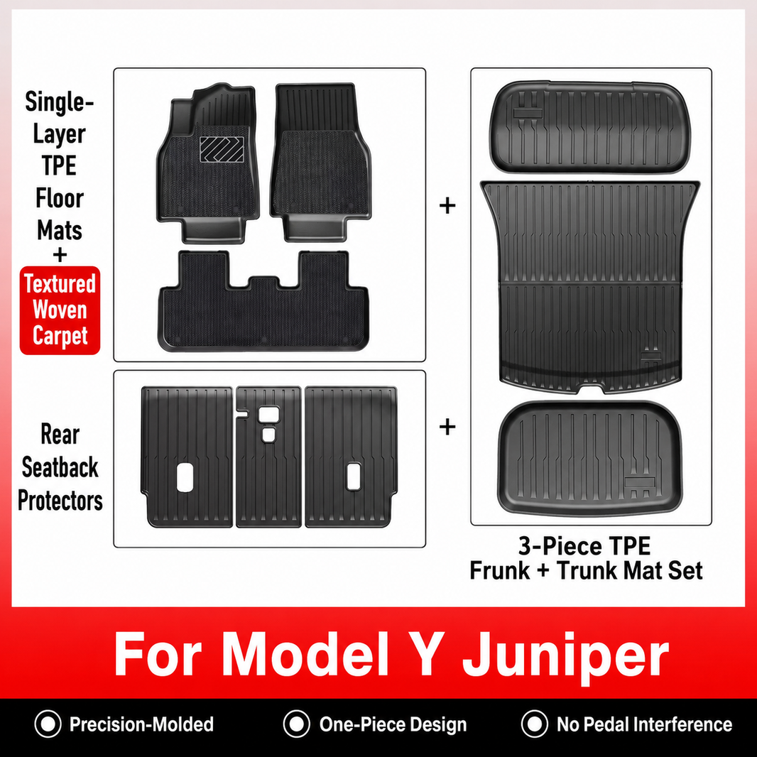 3D Molded TPE Floor Mats & Cargo Liners for Tesla Model Y/ 3/ Model Y Juniper/Model 3 Highland– All-Weather Protection