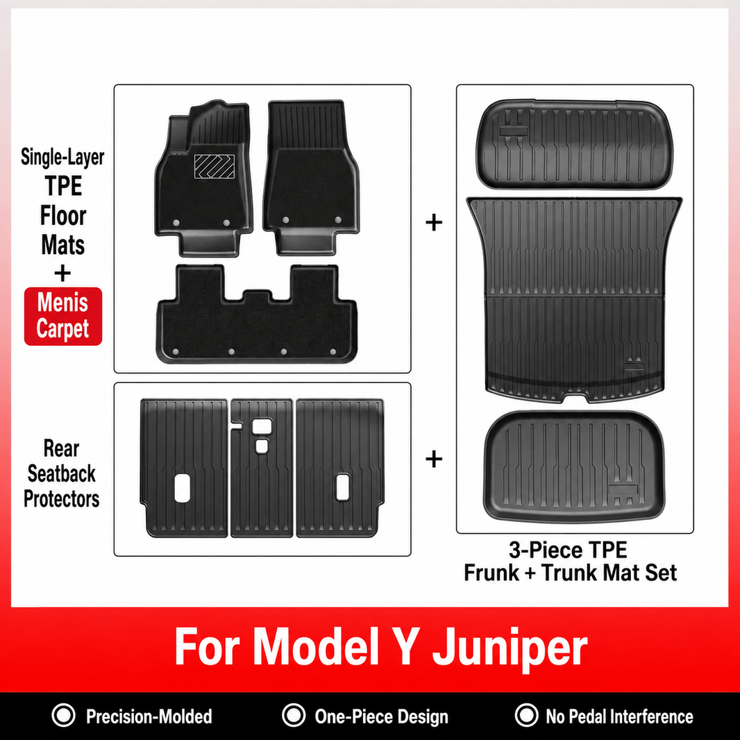 3D Molded TPE Floor Mats & Cargo Liners for Tesla Model Y/ 3/ Model Y Juniper/Model 3 Highland– All-Weather Protection