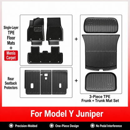 TPE 6-Piece Set Floor Mats & Cargo Liners for Tesla Model Y/ 3/ Model Y Juniper/Model 3 Highland– All-Weather Protection