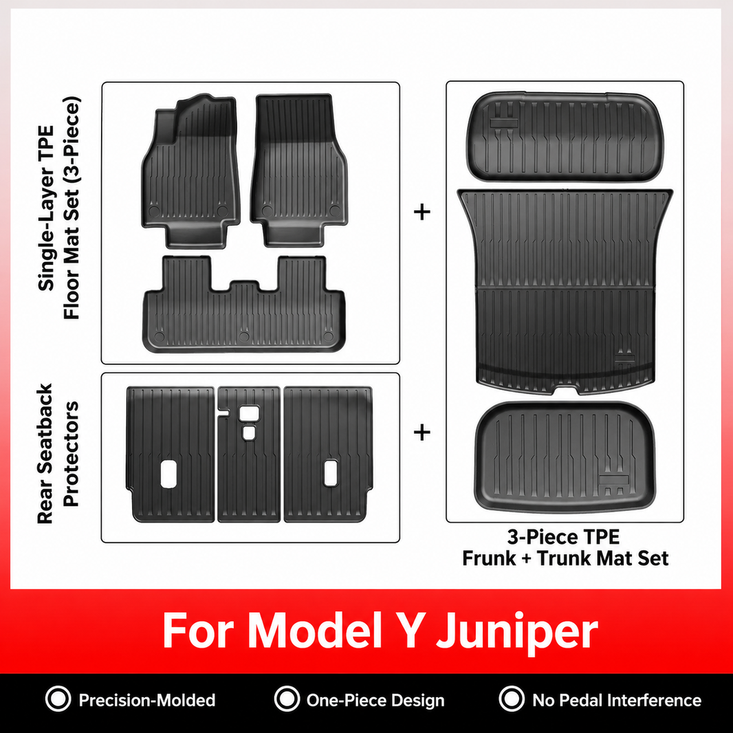 3D Molded TPE Floor Mats & Cargo Liners for Tesla Model Y/ 3/ Model Y Juniper/Model 3 Highland– All-Weather Protection