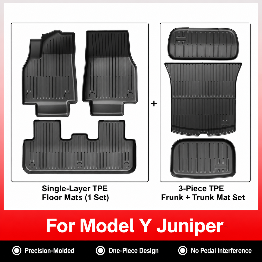 3D Molded TPE Floor Mats & Cargo Liners for Tesla Model Y/ 3/ Model Y Juniper/Model 3 Highland– All-Weather Protection