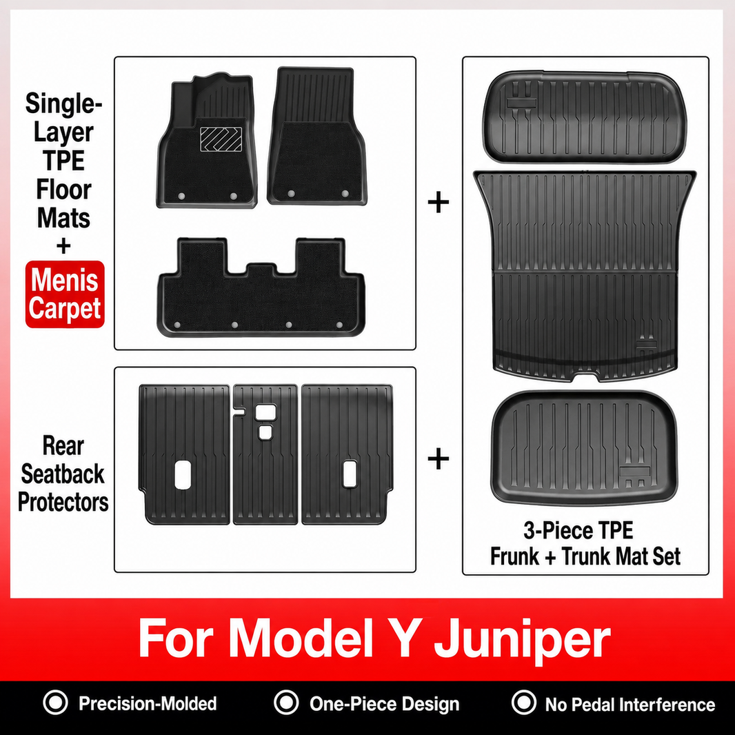 3D Molded TPE Floor Mats & Cargo Liners for Tesla Model Y/ 3/ Model Y Juniper/Model 3 Highland– All-Weather Protection