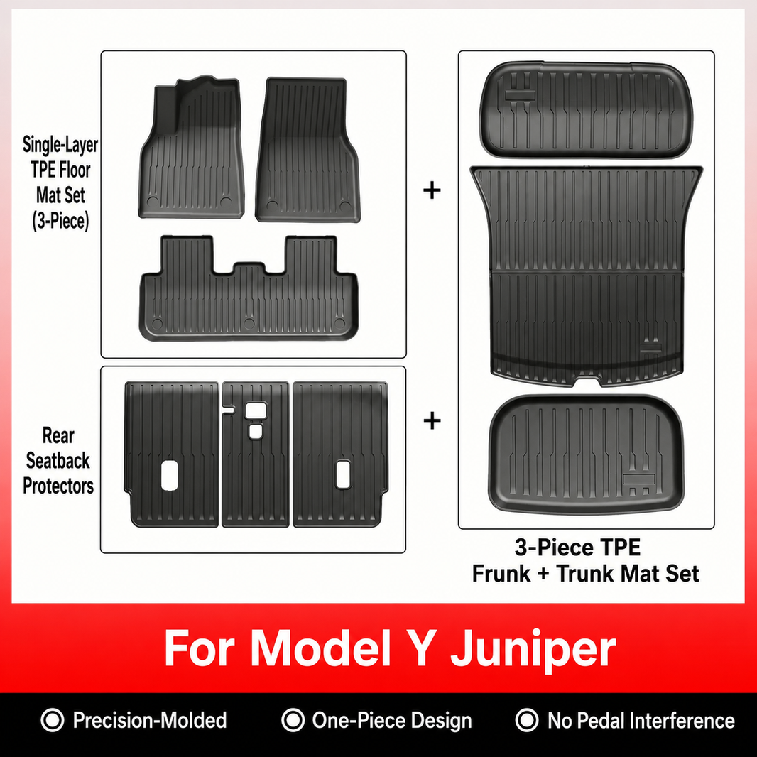 3D Molded TPE Floor Mats & Cargo Liners for Tesla Model Y/ 3/ Model Y Juniper/Model 3 Highland– All-Weather Protection