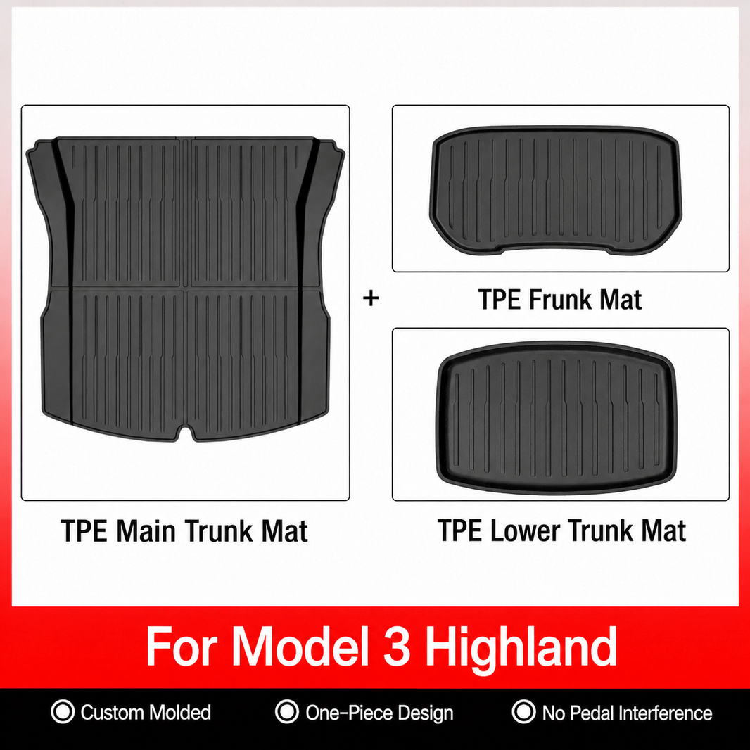 3D Molded TPE Floor Mats & Cargo Liners for Tesla Model Y/ 3/ Model Y Juniper/Model 3 Highland– All-Weather Protection