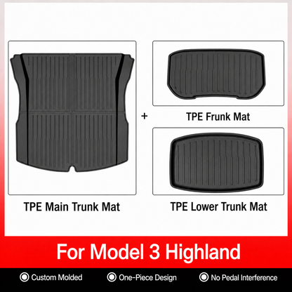 TPE 6-Piece Set Floor Mats & Cargo Liners for Tesla Model Y/ 3/ Model Y Juniper/Model 3 Highland– All-Weather Protection