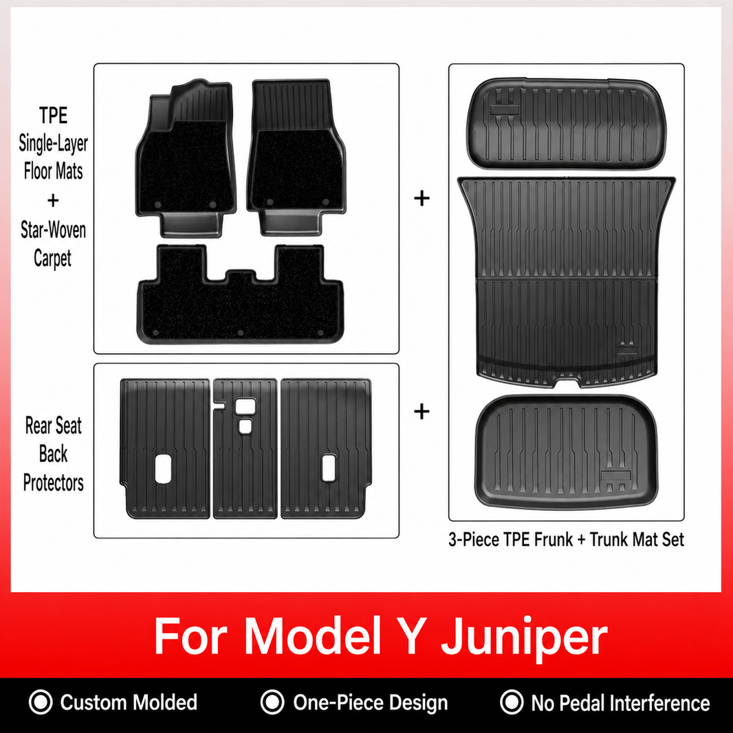 3D Molded TPE Floor Mats & Cargo Liners for Tesla Model Y/ 3/ Model Y Juniper/Model 3 Highland– All-Weather Protection