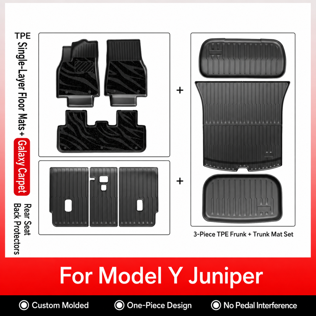 3D Molded TPE Floor Mats & Cargo Liners for Tesla Model Y/ 3/ Model Y Juniper/Model 3 Highland– All-Weather Protection