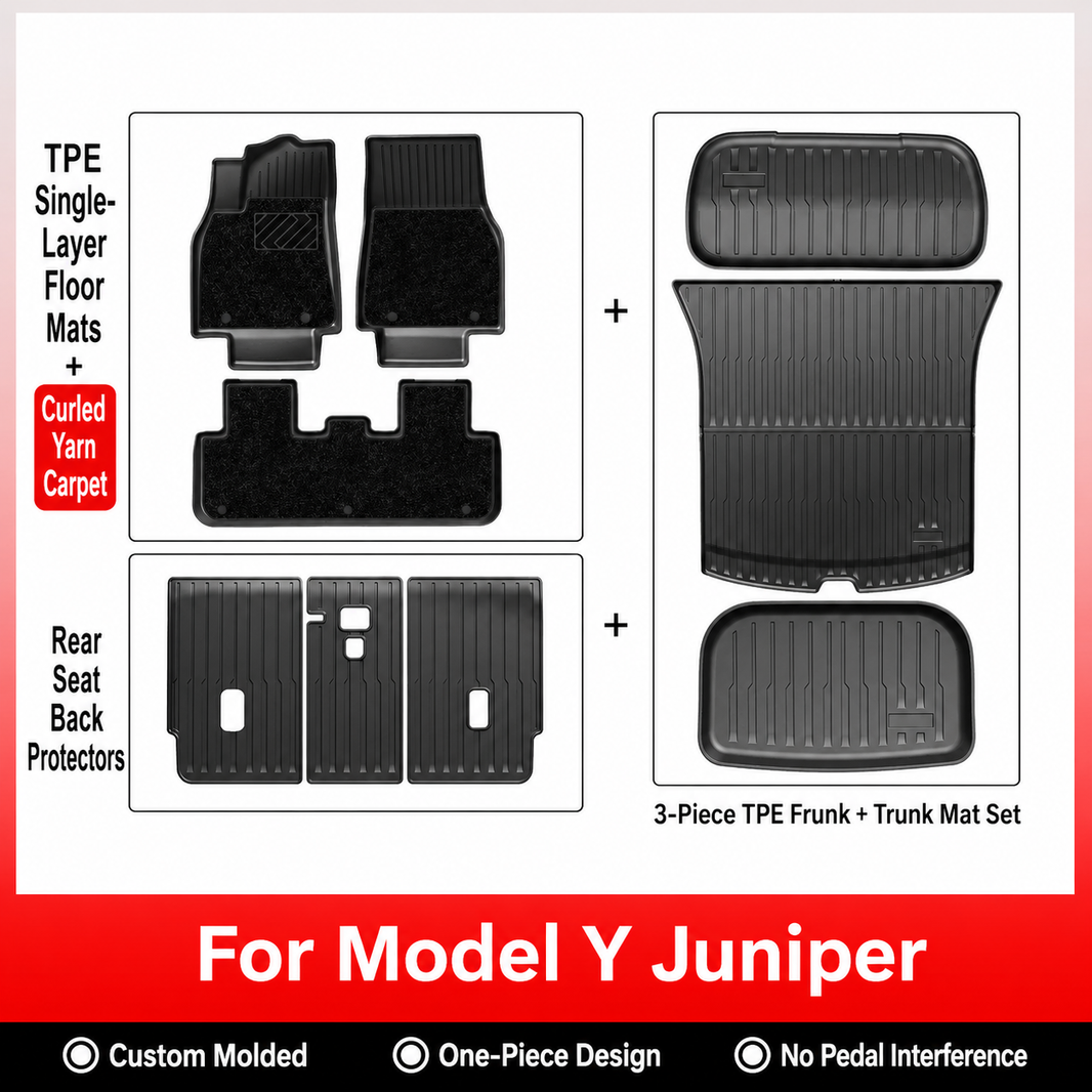 3D Molded TPE Floor Mats & Cargo Liners for Tesla Model Y/ 3/ Model Y Juniper/Model 3 Highland– All-Weather Protection