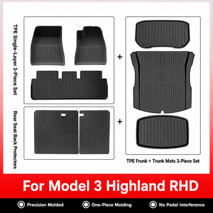 TPE 6-Piece Set Floor Mats & Cargo Liners for Tesla Model Y/ 3/ Model Y Juniper/Model 3 Highland– All-Weather Protection