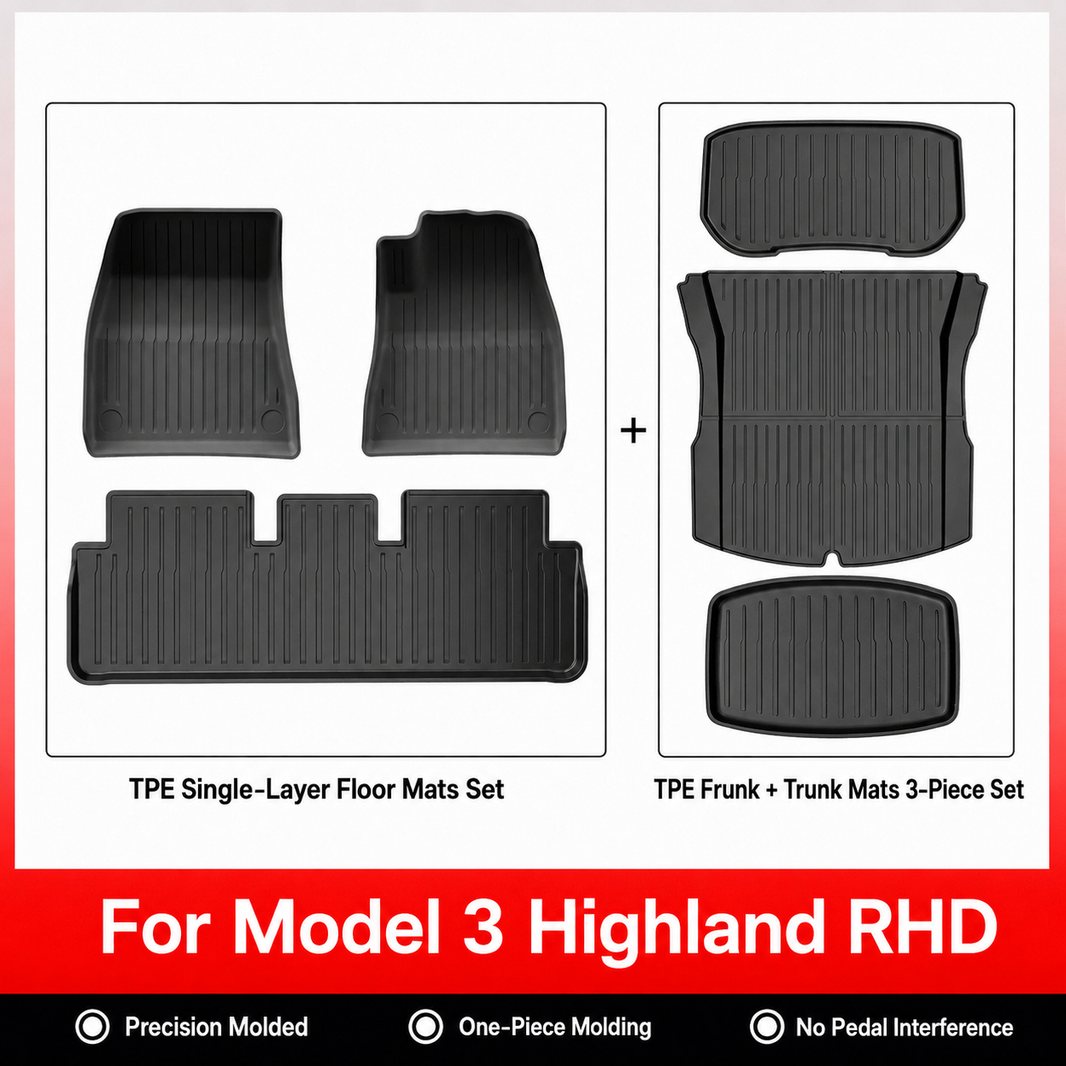 3D Molded TPE Floor Mats & Cargo Liners for Tesla Model Y/ 3/ Model Y Juniper/Model 3 Highland– All-Weather Protection