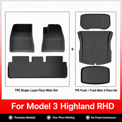 TPE 6-Piece Set Floor Mats & Cargo Liners for Tesla Model Y/ 3/ Model Y Juniper/Model 3 Highland– All-Weather Protection