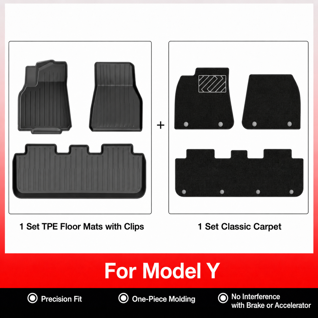 3D Molded TPE Floor Mats & Cargo Liners for Tesla Model Y/ 3/ Model Y Juniper/Model 3 Highland– All-Weather Protection