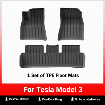 TPE 6-Piece Set Floor Mats & Cargo Liners for Tesla Model Y/ 3/ Model Y Juniper/Model 3 Highland– All-Weather Protection