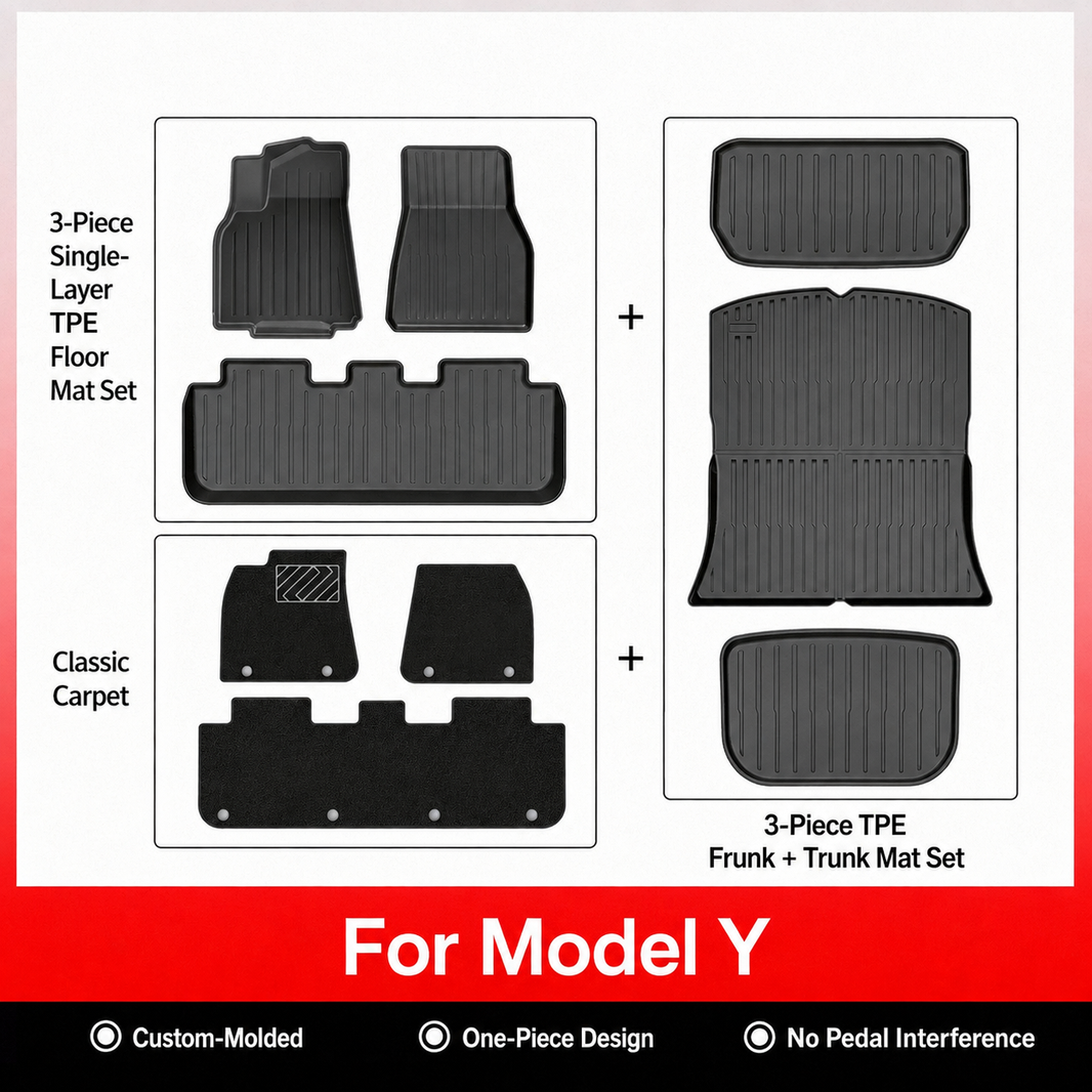 3D Molded TPE Floor Mats & Cargo Liners for Tesla Model Y/ 3/ Model Y Juniper/Model 3 Highland– All-Weather Protection