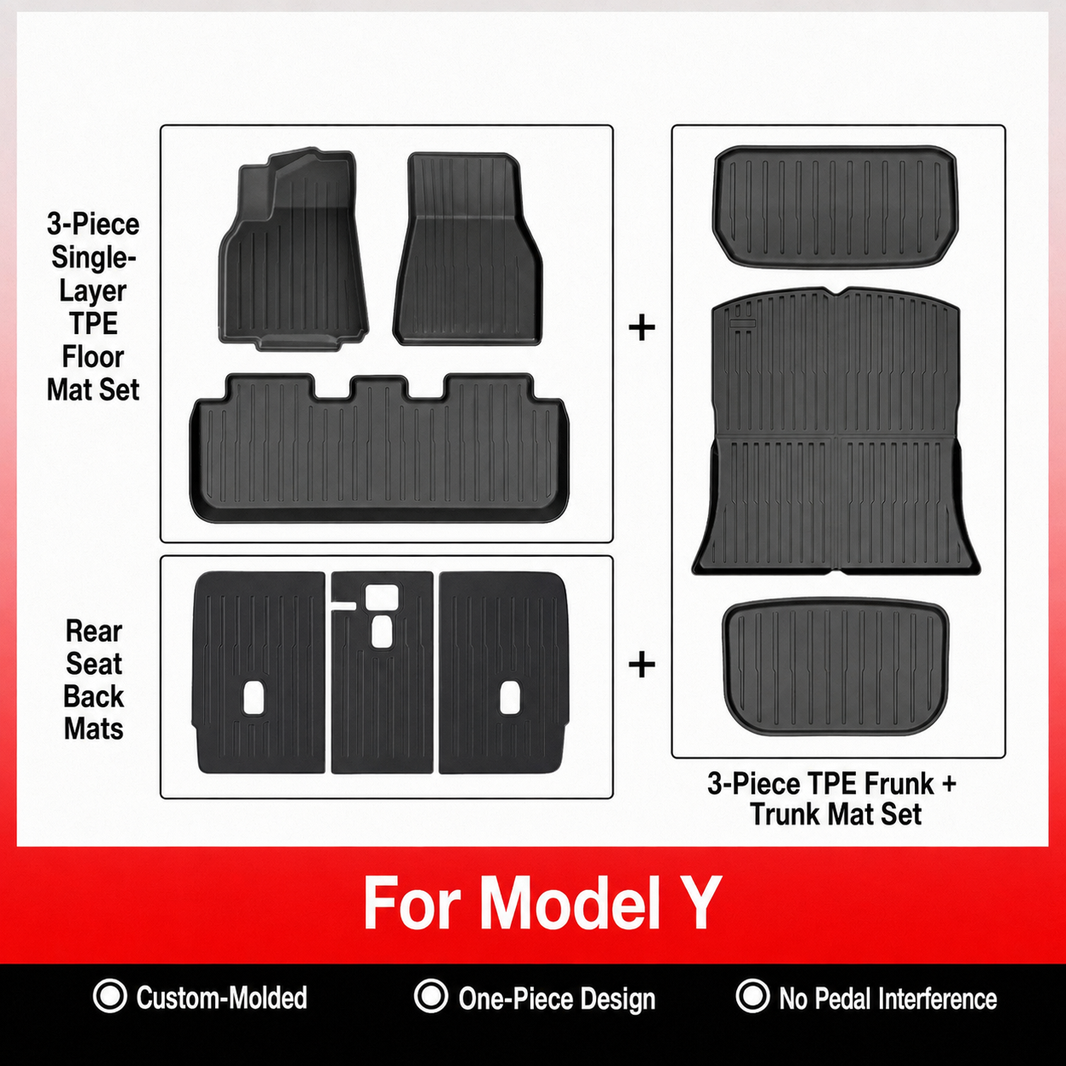 3D Molded TPE Floor Mats & Cargo Liners for Tesla Model Y/ 3/ Model Y Juniper/Model 3 Highland– All-Weather Protection