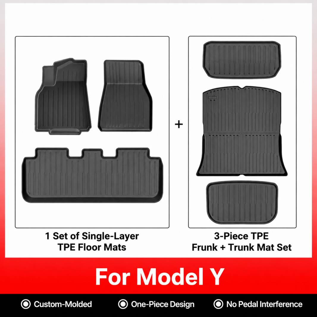 3D Molded TPE Floor Mats & Cargo Liners for Tesla Model Y/ 3/ Model Y Juniper/Model 3 Highland– All-Weather Protection