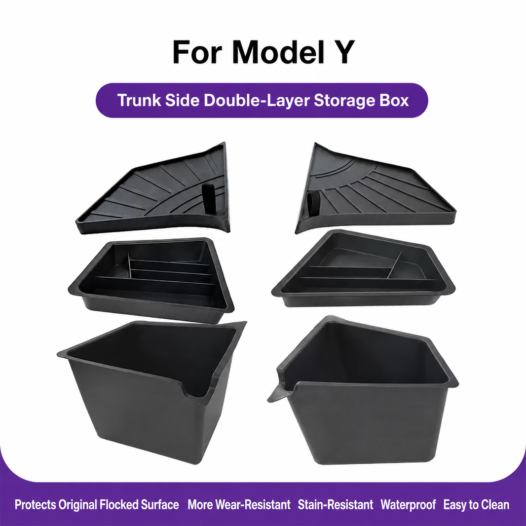 Trunk Side Storage Bins with Covers for Tesla Model Y/Model 3
