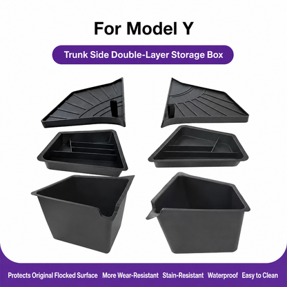Trunk Side Storage Bins with Covers for Tesla Model Y/Model 3