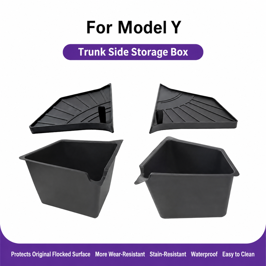 Trunk Side Storage Bins with Covers for Tesla Model Y/Model 3