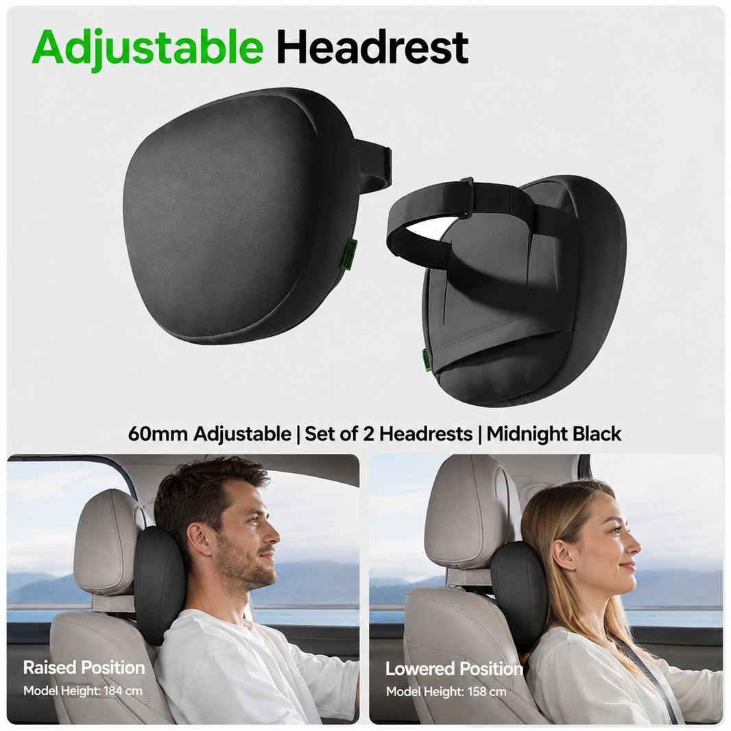 Ergonomic Adjustable Car Headrest & Lumbar Support Cushion for Tesla Model 3/Y/YL