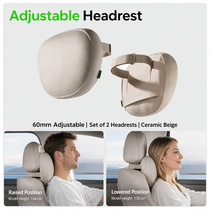 Ergonomic Adjustable Car Headrest & Lumbar Support Cushion for Tesla Model 3/Y/YL