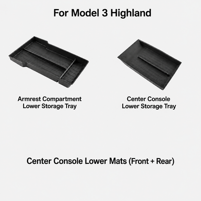 Center Console Storage Tray & Armrest Organizer for Tesla Model Y Juniper / Model 3 Highland / Model YL