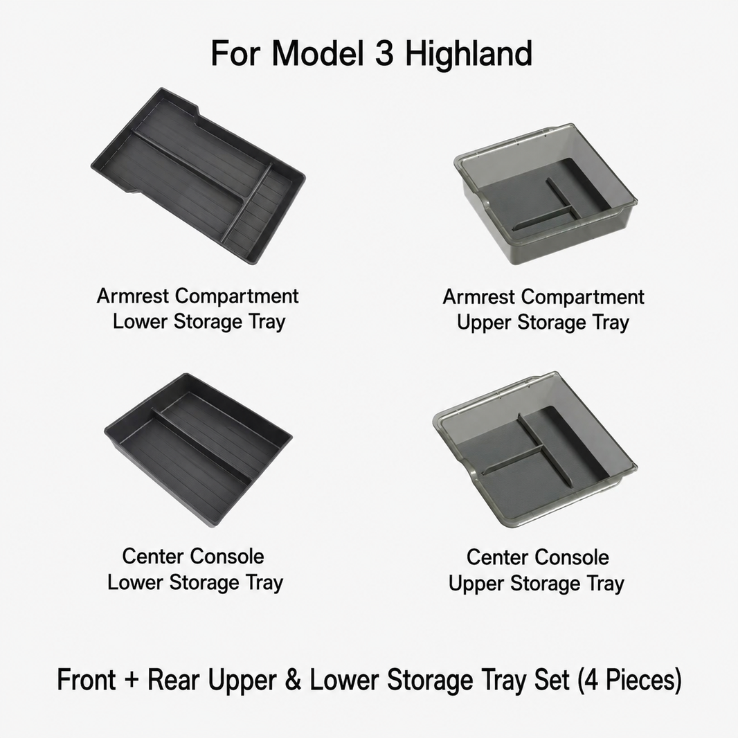 Center Console Storage Tray & Armrest Organizer for Tesla Model Y Juniper / Model 3 Highland / Model YL