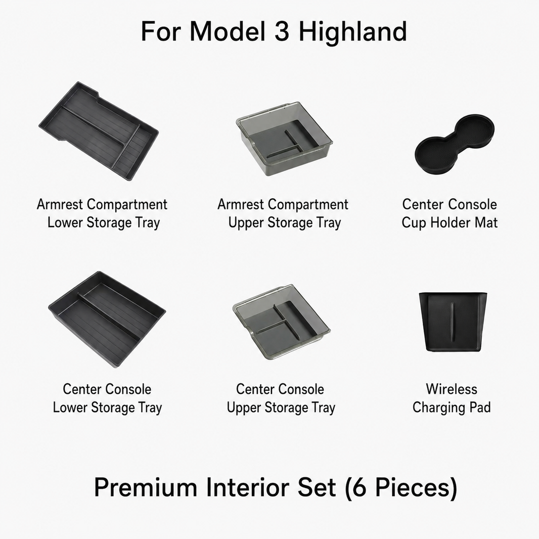 Center Console Storage Tray & Armrest Organizer for Tesla Model Y Juniper / Model 3 Highland / Model YL