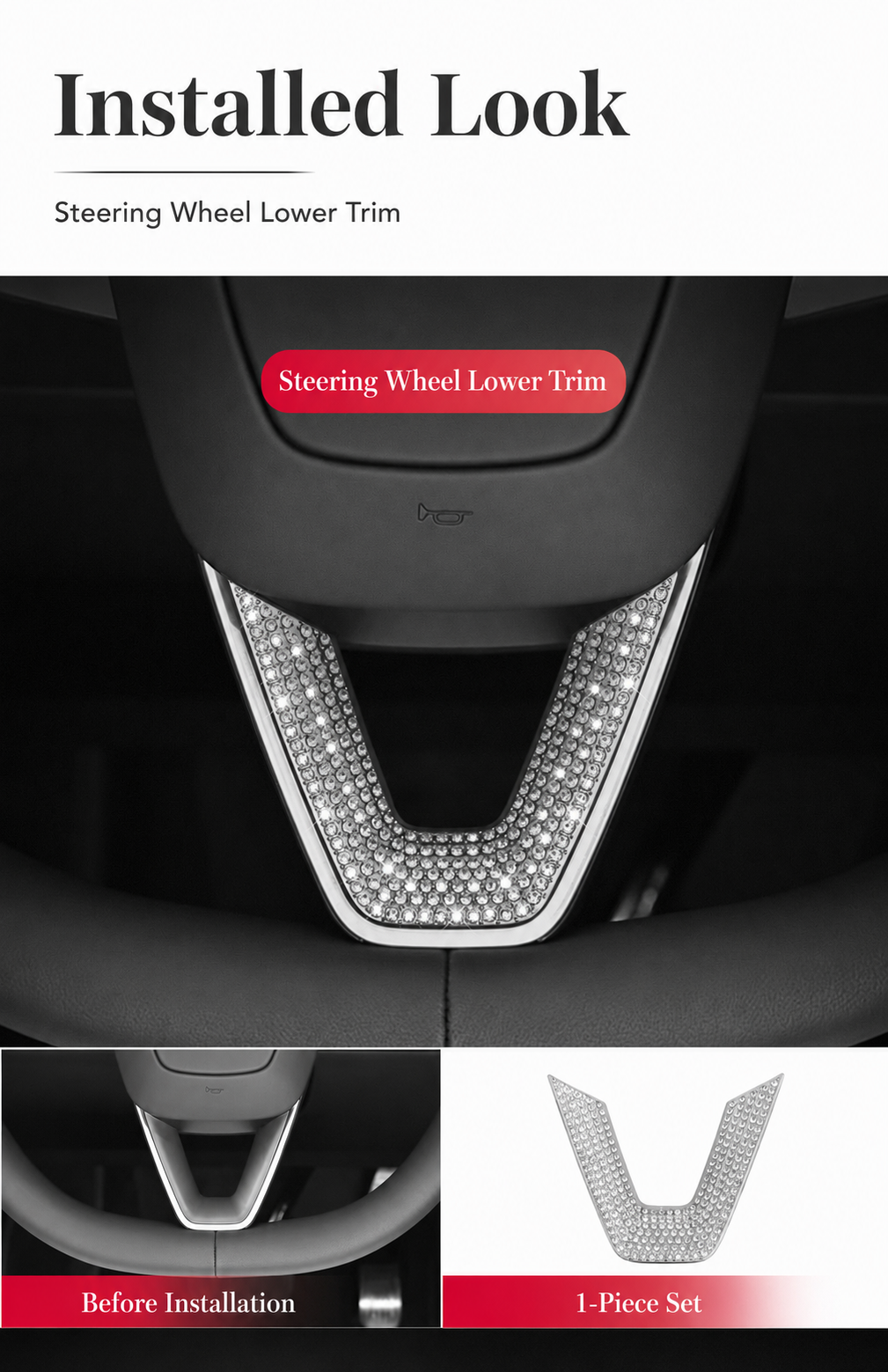 Crystal Rhinestone Diamond Interior &amp; Exterior Decorative Trim for Tesla Model Y Juniper / Model 3 Highland