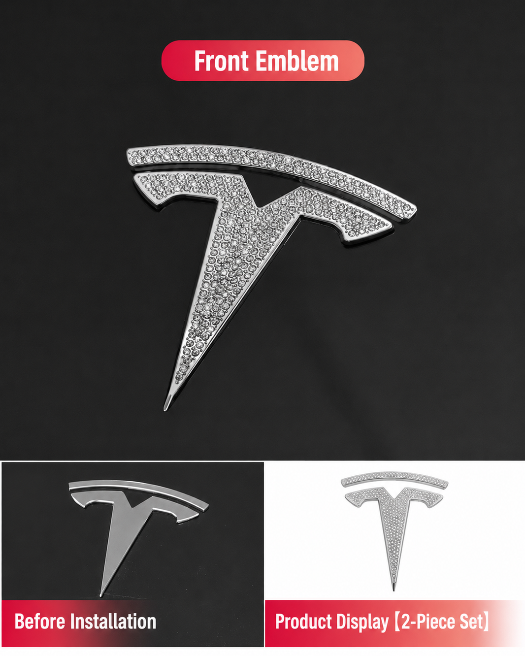 Crystal Rhinestone Diamond Interior &amp; Exterior Decorative Trim for Tesla Model Y Juniper / Model 3 Highland
