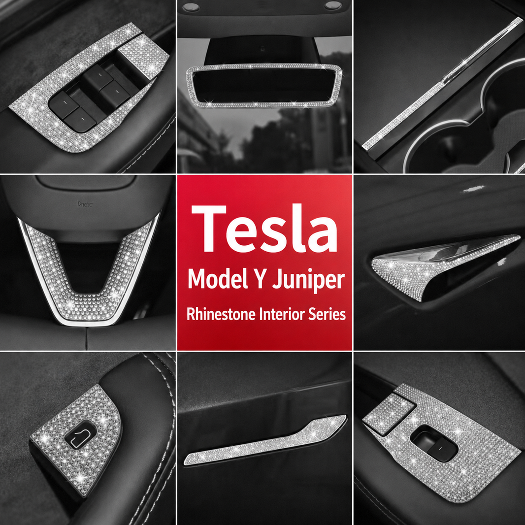 Crystal Rhinestone Diamond Interior &amp; Exterior Decorative Trim for Tesla Model Y Juniper / Model 3 Highland