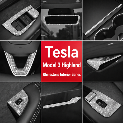 Crystal Rhinestone Diamond Interior &amp; Exterior Decorative Trim for Tesla Model Y Juniper / Model 3 Highland
