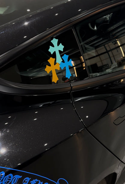 3-Piece Colorful Cross Car Decal Set – Trendy Personalized DIY Stickers1
