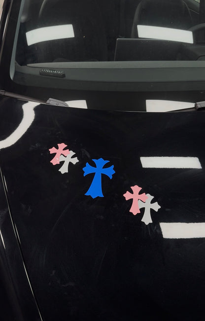 3-Piece Colorful Cross Car Decal Set – Trendy Personalized DIY Stickers1