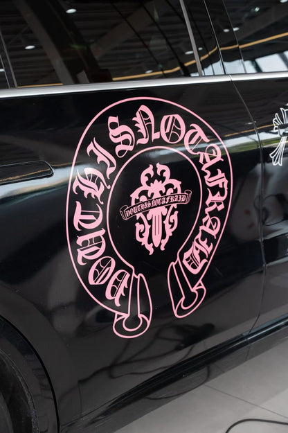 Oversized Horseshoe & Cross Custom Style Decals Car Stickers