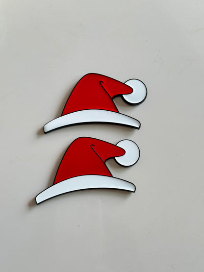 3D Santa Hat Tesla Emblem Decoration – Christmas Car Badge Sticker