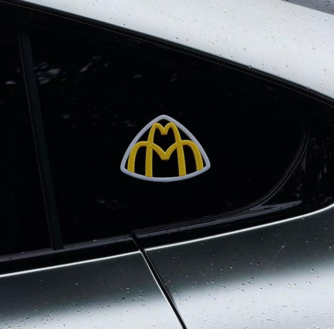 3D Printed McDonald’s × Maybach Car Badge – Creative Automotive Decoration（Adhesive-Backed）