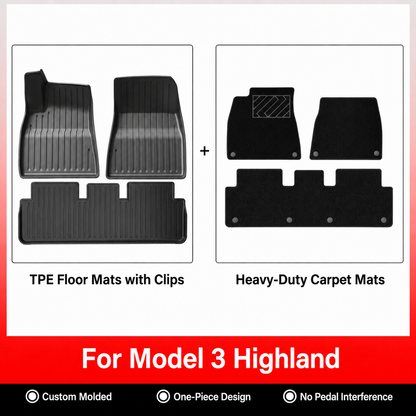 TPE Floor Mats & Cargo Liners for Tesla Model Y/ 3/ Model Y Juniper/Model 3 Highland– All-Weather Protection（副本）