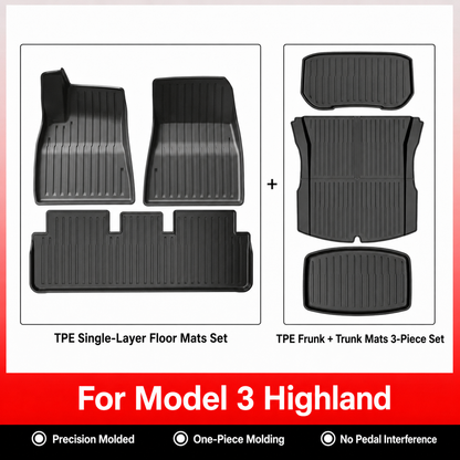 TPE Floor Mats & Cargo Liners for Tesla Model Y/ 3/ Model Y Juniper/Model 3 Highland– All-Weather Protection（副本）