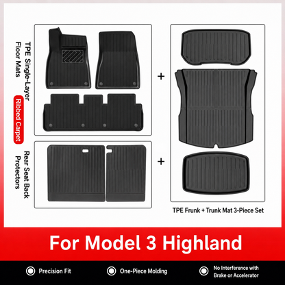 TPE Floor Mats & Cargo Liners for Tesla Model Y/ 3/ Model Y Juniper/Model 3 Highland– All-Weather Protection（副本）