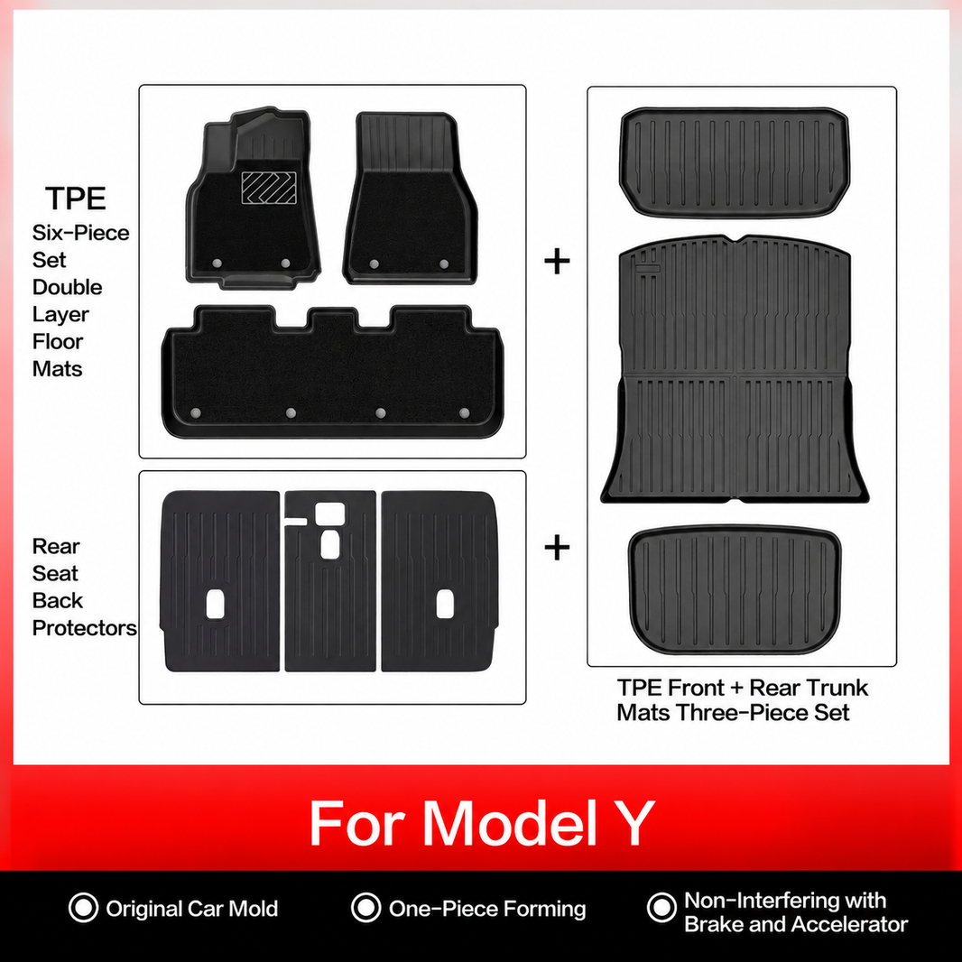 3D Molded TPE Floor Mats & Cargo Liners for Tesla Model Y/ 3/ Model Y Juniper/Model 3 Highland– All-Weather Protection