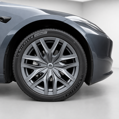 18-Inch Spider-Style Gray & Black Two-Tone Wheel Covers for Tesla Model 3 Highland 2023.10+
